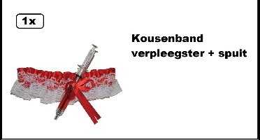 Kousenband verpleegster + spuit - Verpleegster dokter ziekenhuis carnaval feest kousen band festival