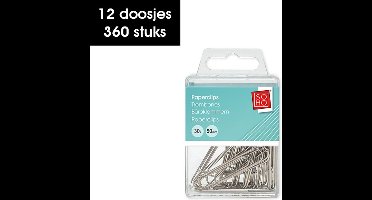 SOHO Paperclips – Zilveren paperclips – Papierklem – Met doosje – 30 stuks – 50 mm – Zilver – 12 stuks