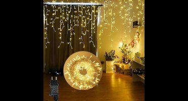 oCreon IJsregen Kerstverlichting 5m - 200 LEDs - Warm Wit - Timer - Memory Functie voor Binnen & Buiten