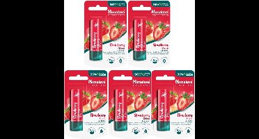Himalaya Strawberry Shine Lippenbalsem - Lipbalsem Voor Glanzende Zachte Gehydrateerde Lippen - Met Vitamine E - 5 x 4.5g