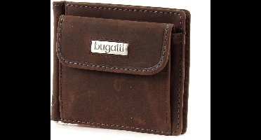 bugatti Leren Portemonnee Hunter Dollarclip 8CC Metal Logo Brown Bruine