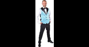 Gilet pailletten turquoise heren - Maat XL/XXL