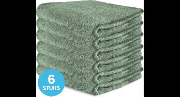 Funnies Handdoeken 6 Stuks Stone Green - Set van 6 Luxe Badhanddoeken - 70 x 140 cm - Hoogwaardig 100% Katoen - 500 gram/m² Dikke, Zachte en Sneldrogende Handdoek - Ideaal voor Badkamer, Sport, Sauna, Zwembad en Vakantie