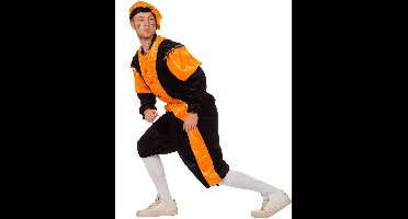 Budget Piet kostuum zwart/oranje voor volwassenen