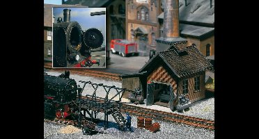 Faller - Compressorhuis, met vlampijpreiniger, rakelijzerstellage - modelbouwsets, hobbybouwspeelgoed voor kinderen, modelverf en accessoires