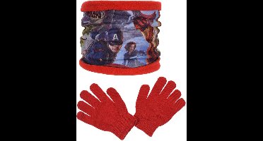 Avengers - Colsjaal Marvel Avengers + handschoenen - rood - One size (3-6 jaar)