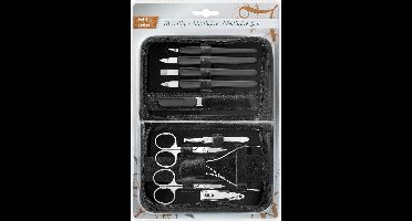 Clauss manicureset - 10-delig - zwart lederen etui met ritssluiting - AC-86186-M-SW