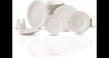 ApexArte® Serviesset 12 Persoons - Serviessets - Bordenset - Chique Bordenset - Porselein - Wit