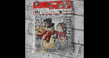 Diamond painting kerst kaart boom + sneeuwpop, diy kit, kaartje sturen