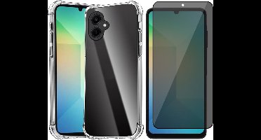 Hoesje geschikt voor Samsung Galaxy A06 - Privacy Screenprotector Volledig Dekkend Glas - Shockproof Transparant
