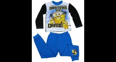 Minions pyjama - Blauw - Maat 110/116 - Minion Masters of Chaos - Kinderpyjama