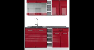 Vicco R-Line Eenpersoonskeuken – 160 cm, WB Antraciet Rood hoogglans/wit