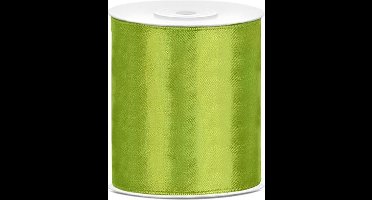 Satijn Lint Lime Groen 100mm 25m