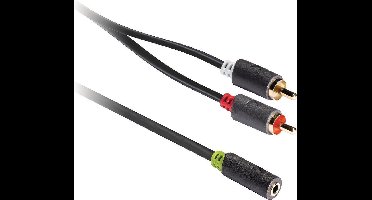 Stereo audiokabel 2x RCA male - 3,5 mm female 1,00 m grijs