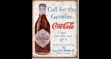 Retro Coca-Cola Wandbord 'Call For The Genuine' - Metaal - 30 x 40 cm