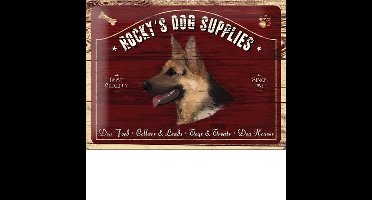 Rocky's Dog Supplies  Metalen wandbord in reliëf 30 x 40 cm.