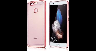 Hoesje geschikt voor Huawei P10 Plus - Electroplating TPU Case Transparant met Rose Gouden Bumper (Rose Golden Silicone Hoesje)