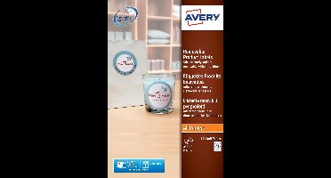 Huismerk Avery L7104REV Rond Etiket Verwijderbaar 60mm Wit