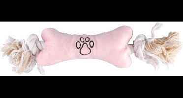 Flamingo Hondenspeelgoed Pluche Been met Touw - Blauw/roze - 22 x 7.5 x 4 cm