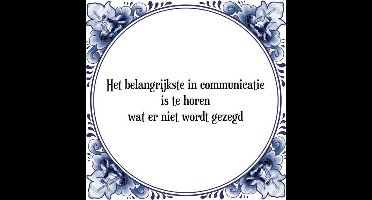Tegeltje met Spreuk (Tegeltjeswijsheid): Het belangrijkste in communicatie is te horen wat er niet wordt gezegd + Kado verpakking & Plakhanger