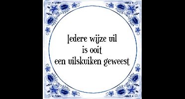 Tegeltje met Spreuk (Tegeltjeswijsheid): Iedere wijze uil is ooit een uilskuiken geweest + Kado verpakking & Plakhanger