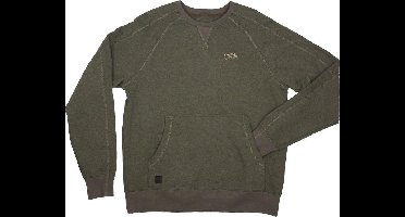 Fox Chunk Crew Pouch Sweatshirt | Green Marl | Maat XL