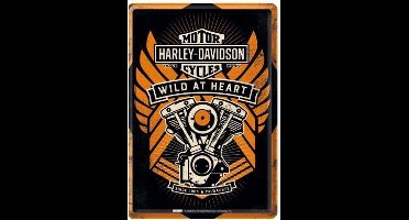Harley Davidson Wild at Heart  reliëf 40 x 30 cm metalen wandbord