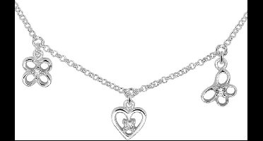 The Jewelry Collection Ketting - Bedels - Zirkonia Assortiment - 36+2cm - Zilver