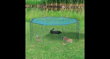 Knaagdierren Trixie Natura - Met Beschermnet 150cm - 8 Panelen, Metalen Constructie, Inclusief Deur