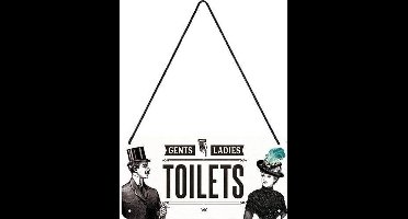 Metalen wandbord - Hanging Sign met reliëf - TOILETS GENTS LADIES - 10x20cm