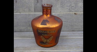 SENSE Decoratieve fles vaas met opdruk - Vintage stijl vaas - Vaas koper antiek