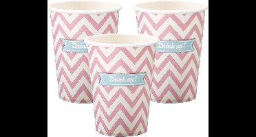Chevron Divine wegwerp bekers - roze (8 stuks)