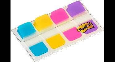 Post-it® Index Strong, Draagbare Set, Turkoois, Geel, Roze, Paars, 15,8 x 38,1 mm, 10 Tabs/Kleur, 4 Kleuren/Dispenser