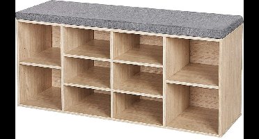 Hoppa! | Schoenenkast met zitvlak | Houtkleur – 104 x 30 x 48 cm