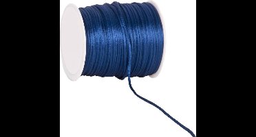 Satijnkoord Blauw 2mm / 100 mtr.
