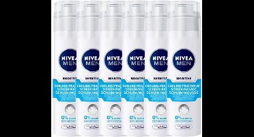 NIVEA MEN Sensitive Cool Scheerschuim - 6 x 200 ml - Voordeelverpakking
