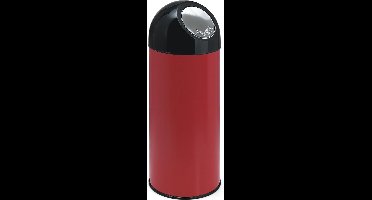 V-part - Afvalbak met pushdeksel 55 ltr - Steel Stainless steel - rood, zwart