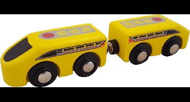 Mentari - Houten treinbaan sneltrein 2-delig geel (universeel) - Houten Trein