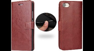 Hoesje geschikt voor Apple iPhone 7 - Kunstleren Portemonnee Hoesje Bruin - Kunstlederen Wallet Case TPU - Book Case - Flip Cover - Klap - 360 beschermend Telefoonhoesje