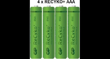 4 stuks GP ReCyko+ AAA 850mAh Oplaadbare Batterij Bulk (schrink4)