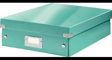 Leitz Wow Click & Store Middelgrote Opbergdoos - 85% Gerecycled Karton - Ruimtebesparende Sorteerdoos met Vakjes - 28.1 x 10 x 37 Cm (BxHxD) - IJsblauw