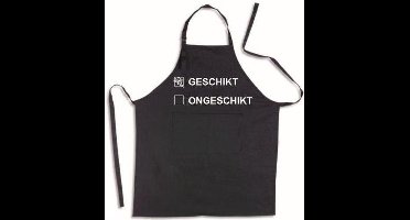 Geschikt of Ongeschikt - Luxe keukenschort met tekst – Zwart