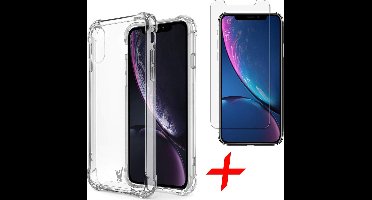 Hoesje geschikt voor iPhone XR - Anti Shock Proof Siliconen Back Cover Case Hoes Transparant - Tempered Glass Screenprotector