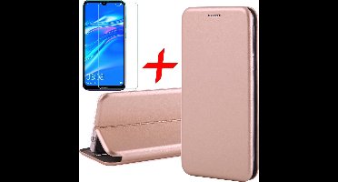 Hoesje geschikt voor Huawei Y7 (2019) + Screenprotector Case Friendly - Book Case Flip Wallet - iCall - Roségoud