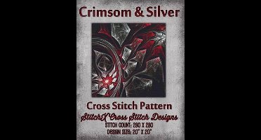 Crimson and Silver Cross Stitch Pattern