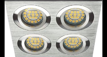 Inbouw 4x LED spot MR16 Aluminium Vierkant Armatuur - geborsteld zilver/zilver - Kanlux