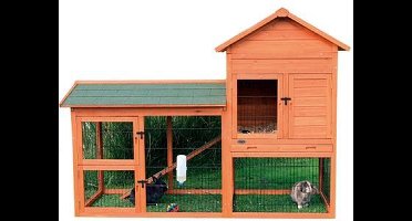 Konijnenhok Trixie - Bruin 199x93x146 cm met Ren en Uitschuifbare Lade