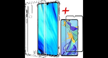 Hoesje geschikt voor Huawei P30 + Screenprotector Full Screen - Transparant Shockproof Case - iCall