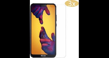 3 Stuks Screenprotector geschikt voor Huawei P20 Lite - Tempered Glass Glazen Gehard Transparant 9H 2.5D - iCall