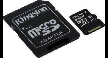 Kingston Micro SD kaart 64 GB + SD Adapter